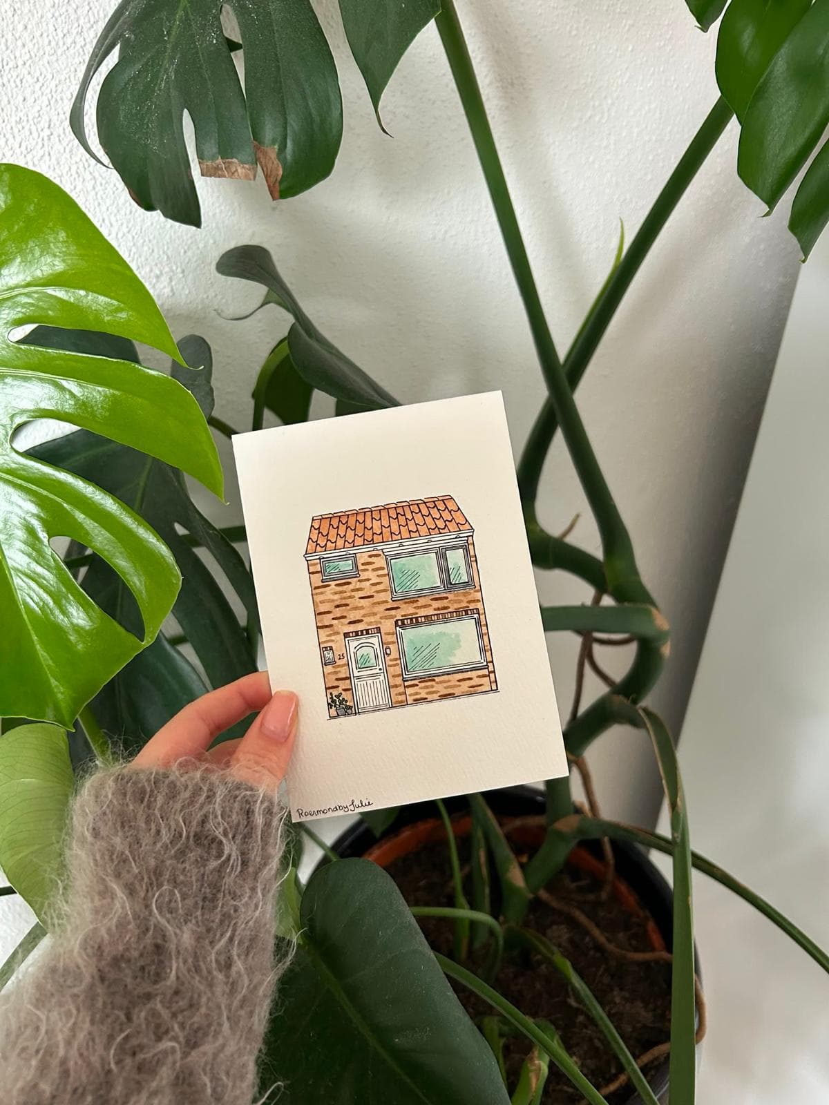 Handgetekende huisillustratie door Julie, nummer 1
