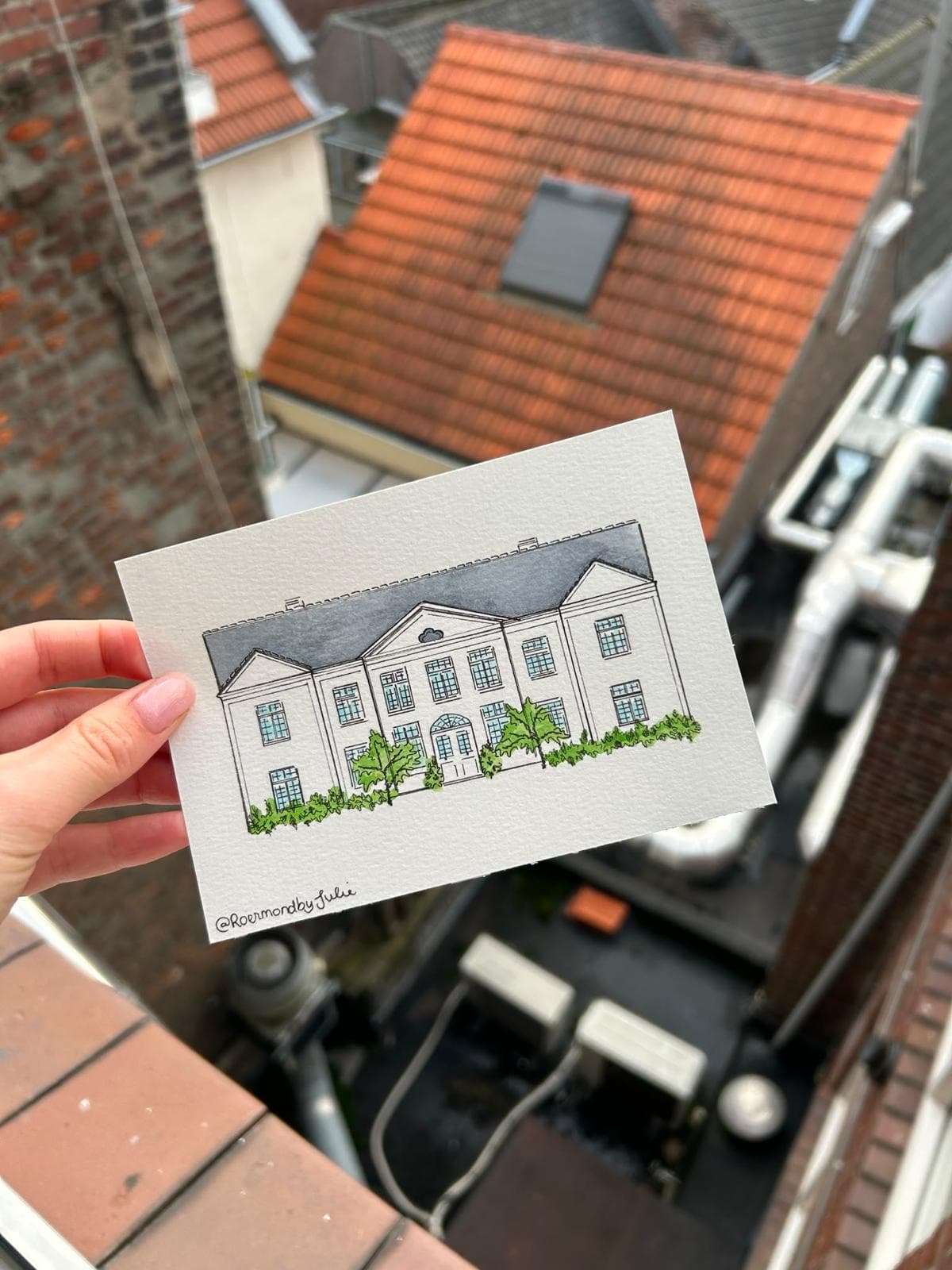 Handgetekende huisillustratie door Julie, nummer 13