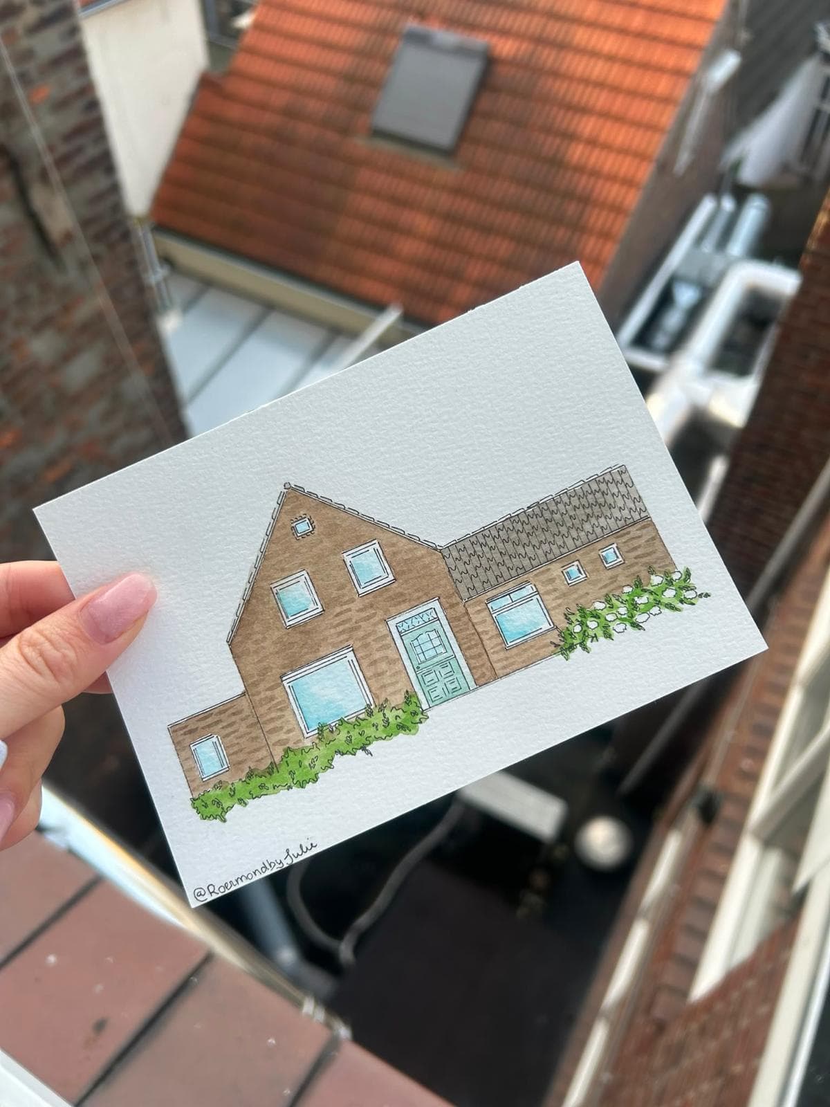 Handgetekende huisillustratie door Julie, nummer 16