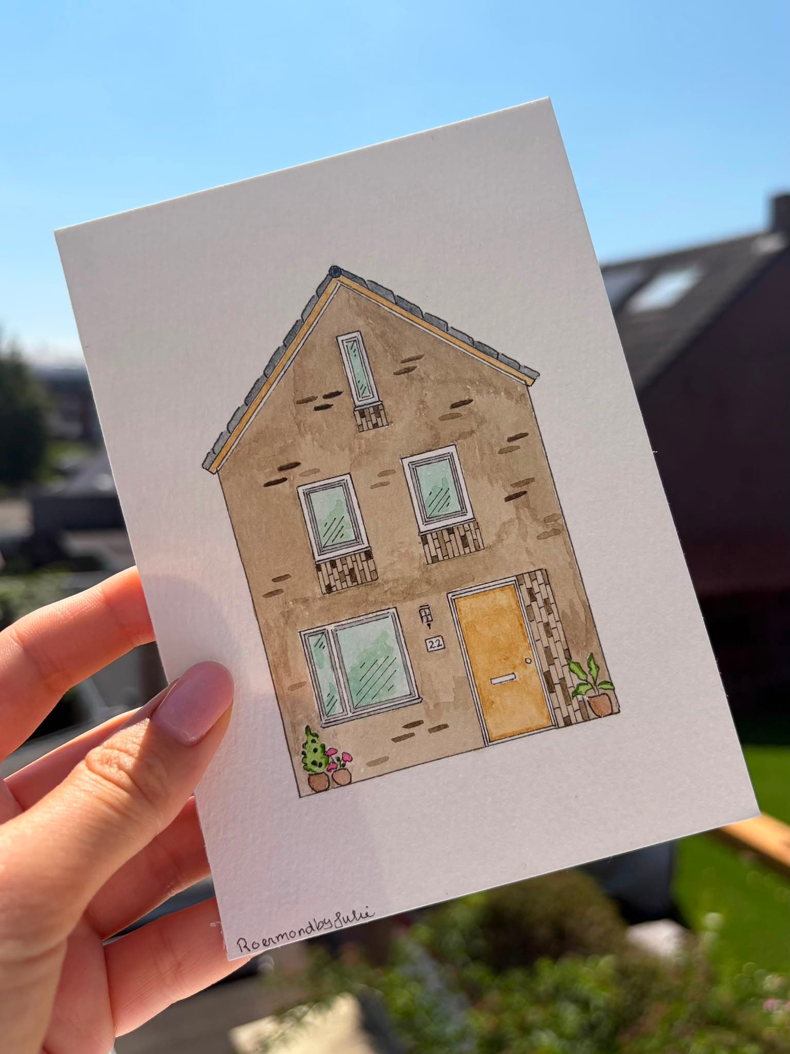 Handgetekende huisillustratie door Julie, nummer 2