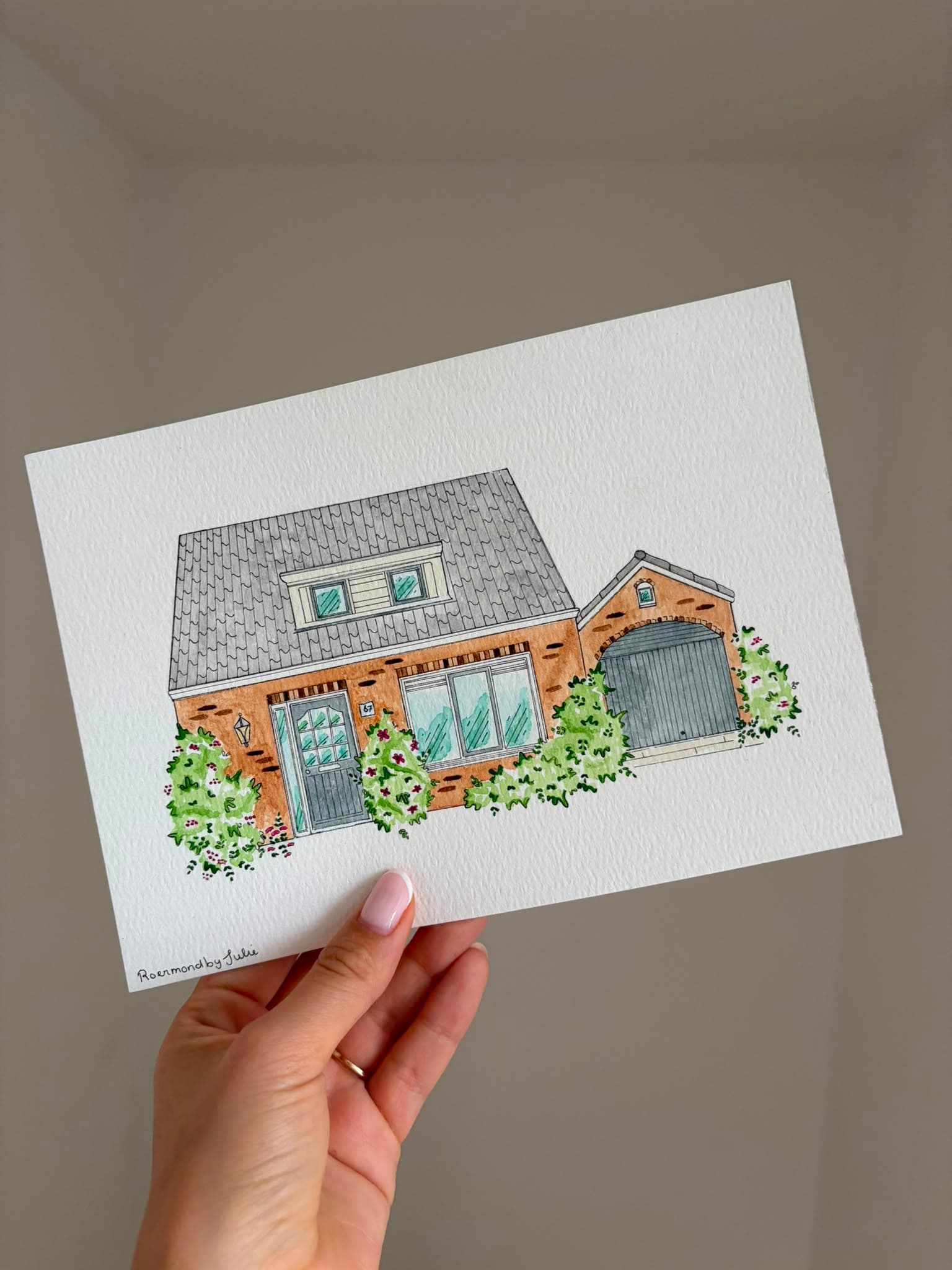 Handgetekende huisillustratie door Julie, nummer 6