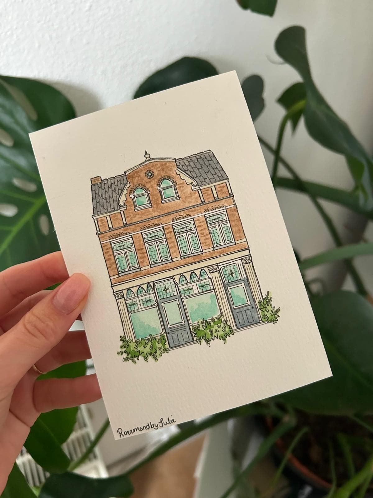 Handgetekende huisillustratie door Julie, nummer 5