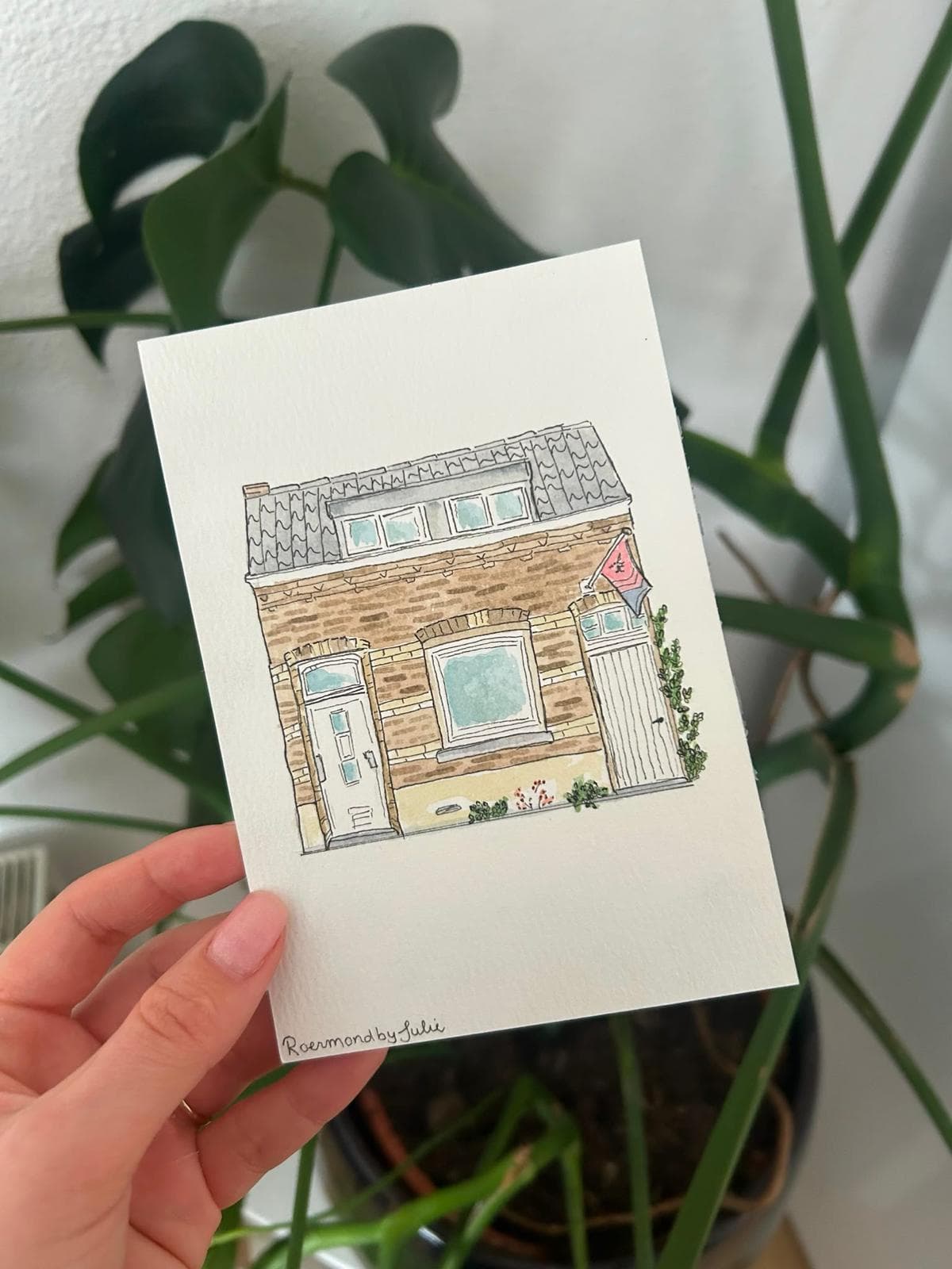 Handgetekende huisillustratie door Julie, nummer 6
