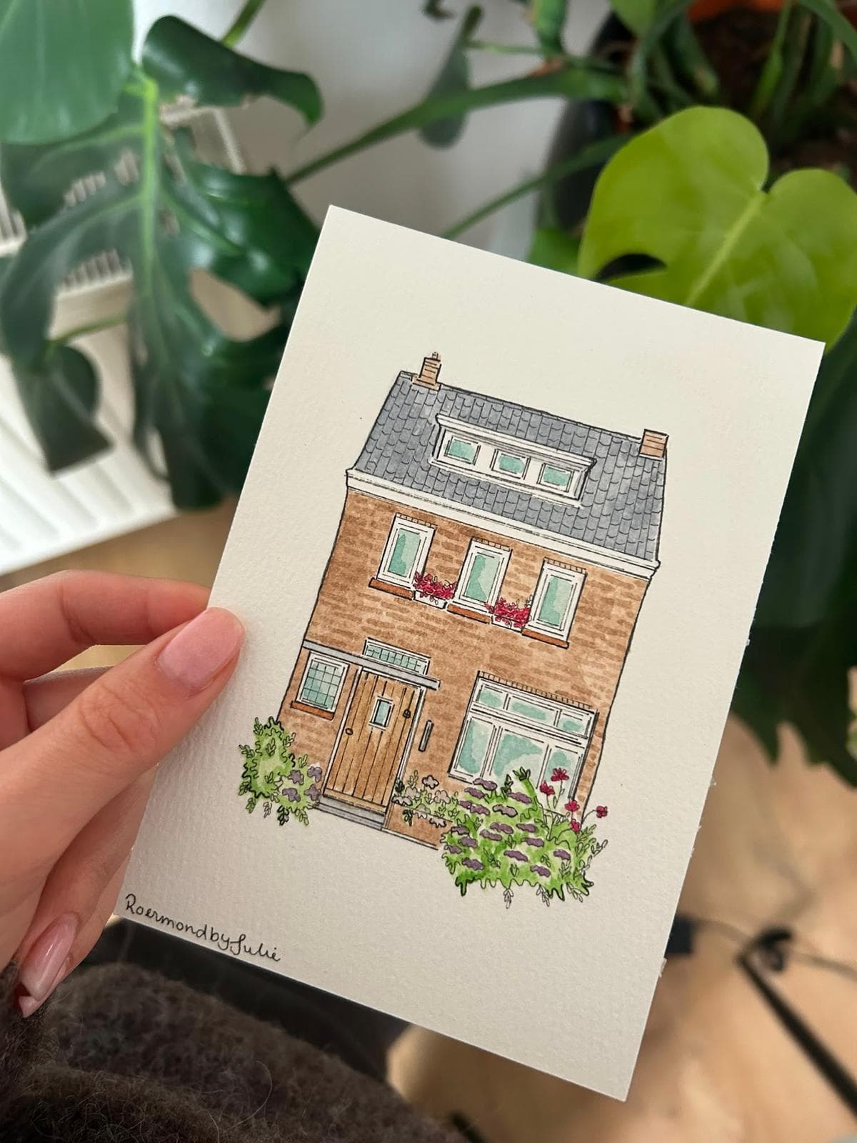 Handgetekende huisillustratie door Julie, nummer 7
