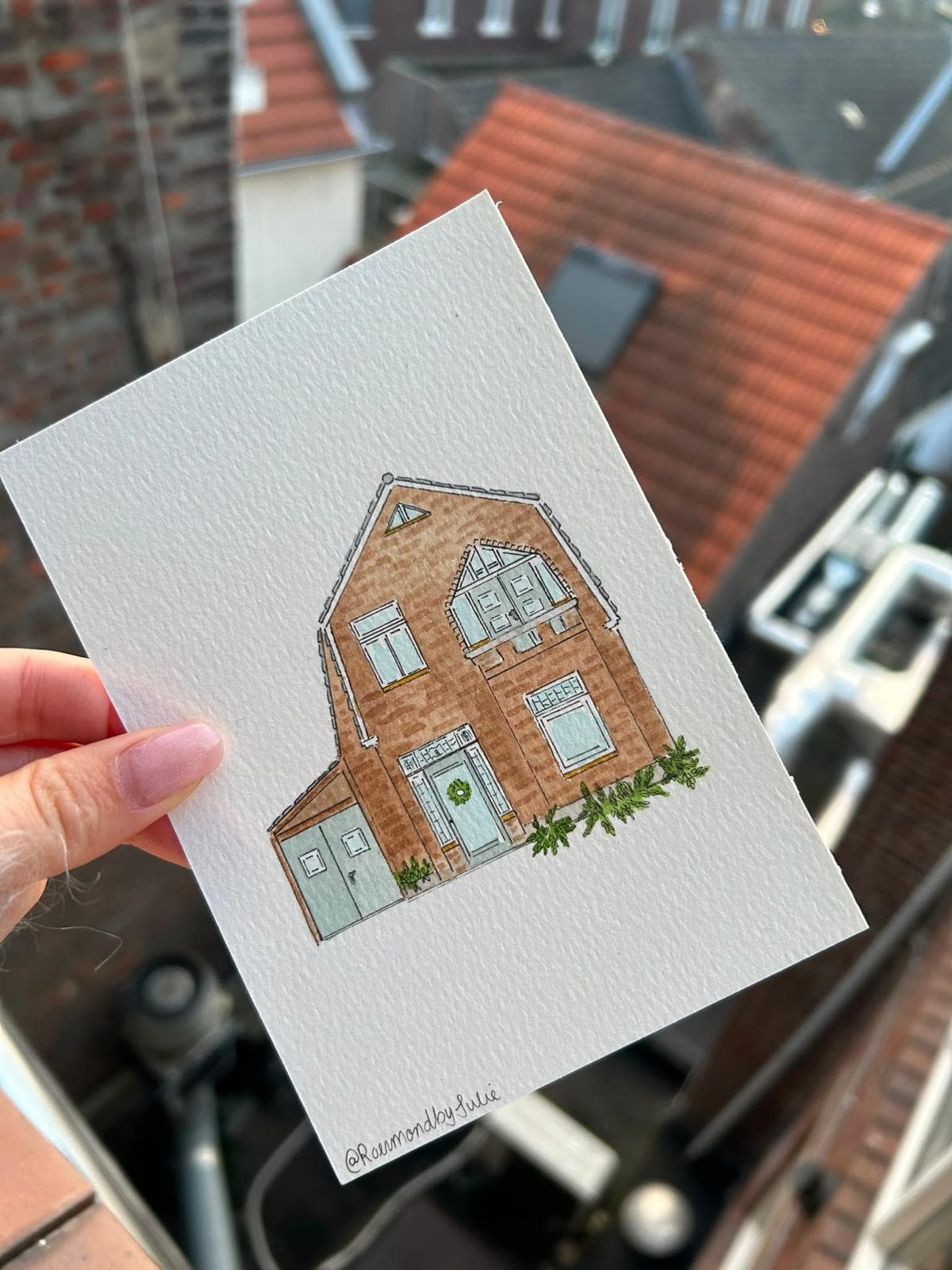 Handgetekende huisillustratie door Julie, nummer 8